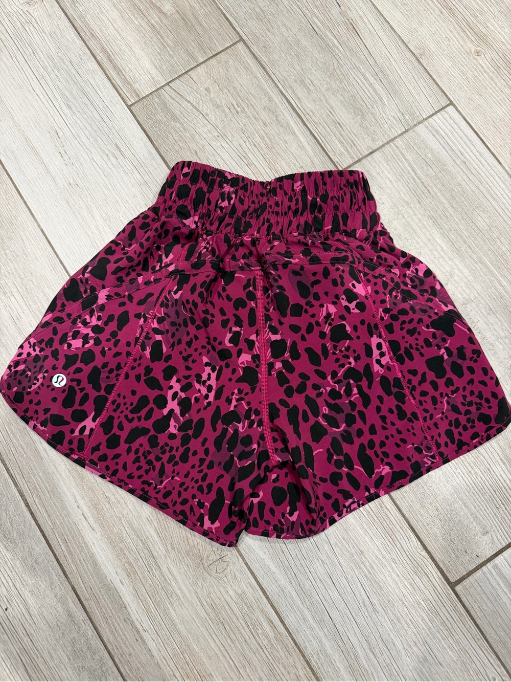 lululemon athletica Magenta and Black Leopard Print Running Shorts